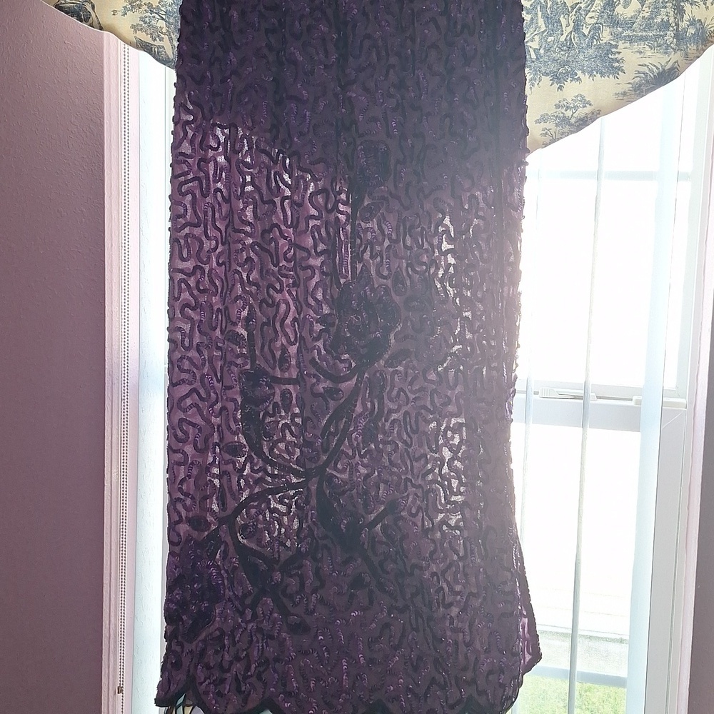 Purple Beaded Sheer sequin 2pc Top And Skirt - Picture 13 of 17